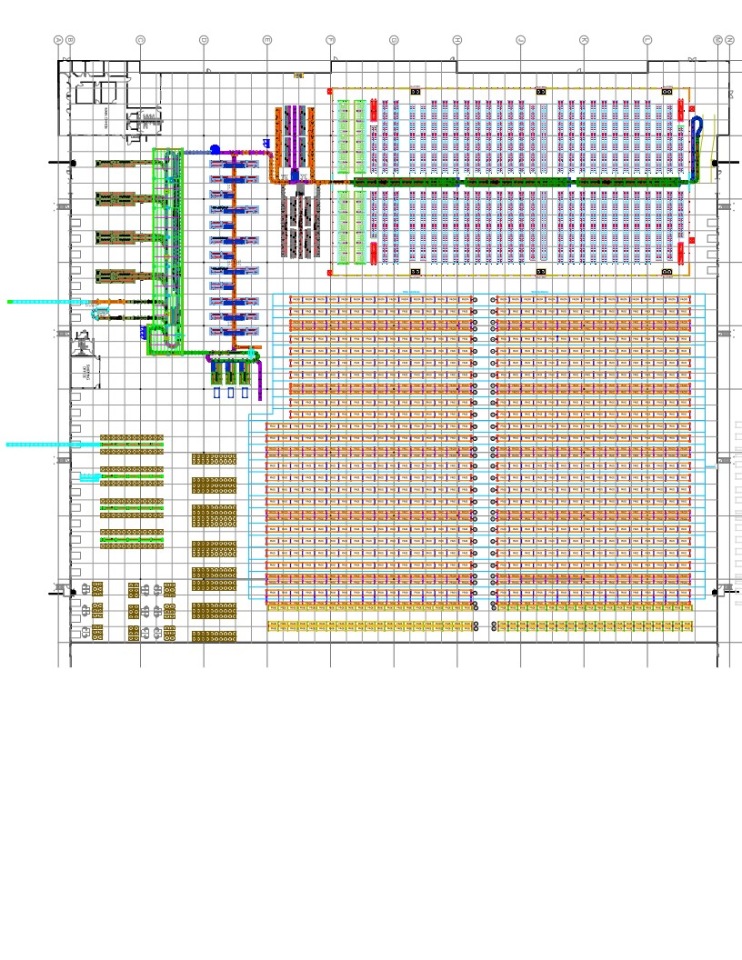 Detailed warehouse racking layout CAD drawing