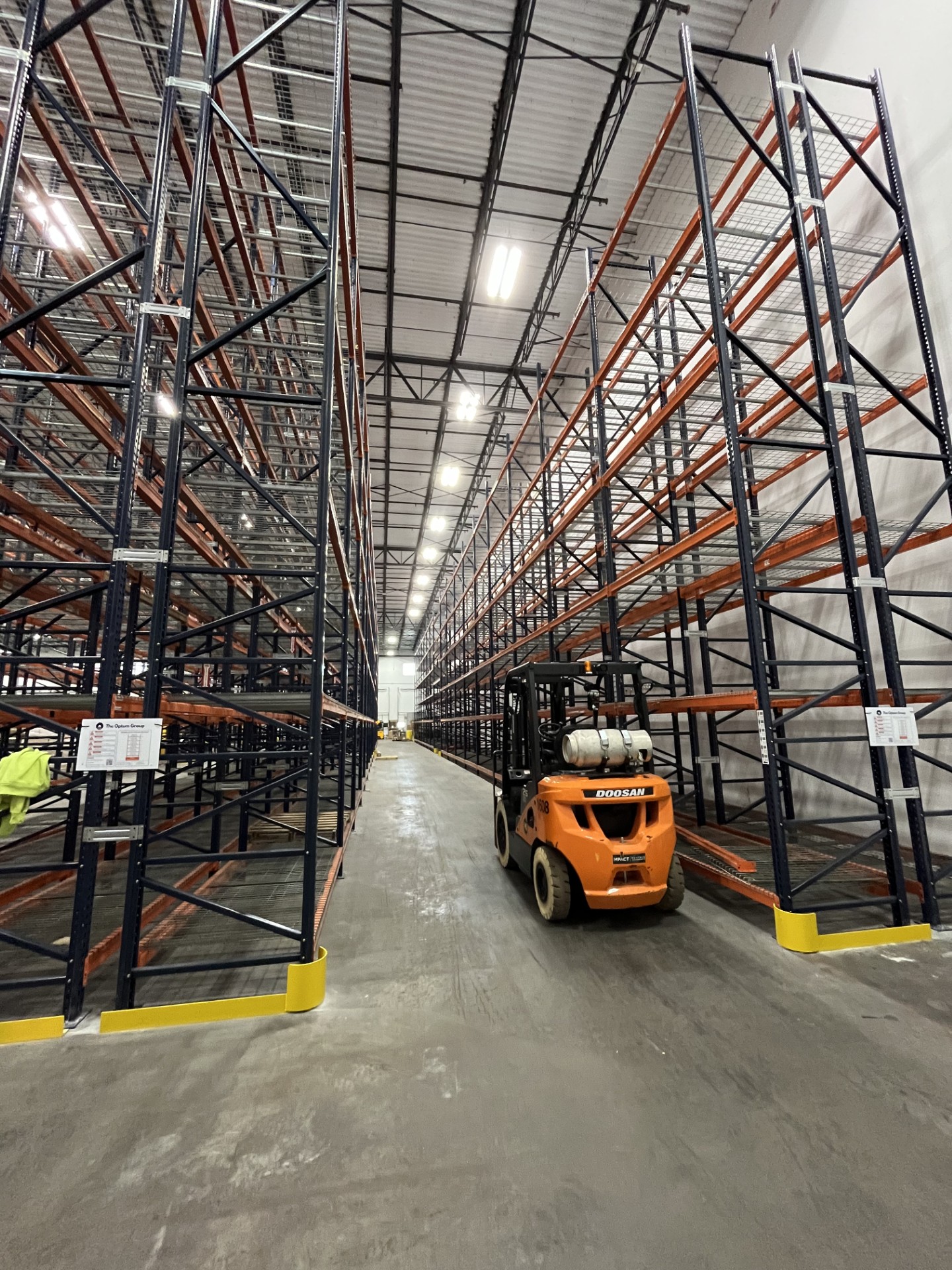 Warehouse aisle showing double deep racking configuration